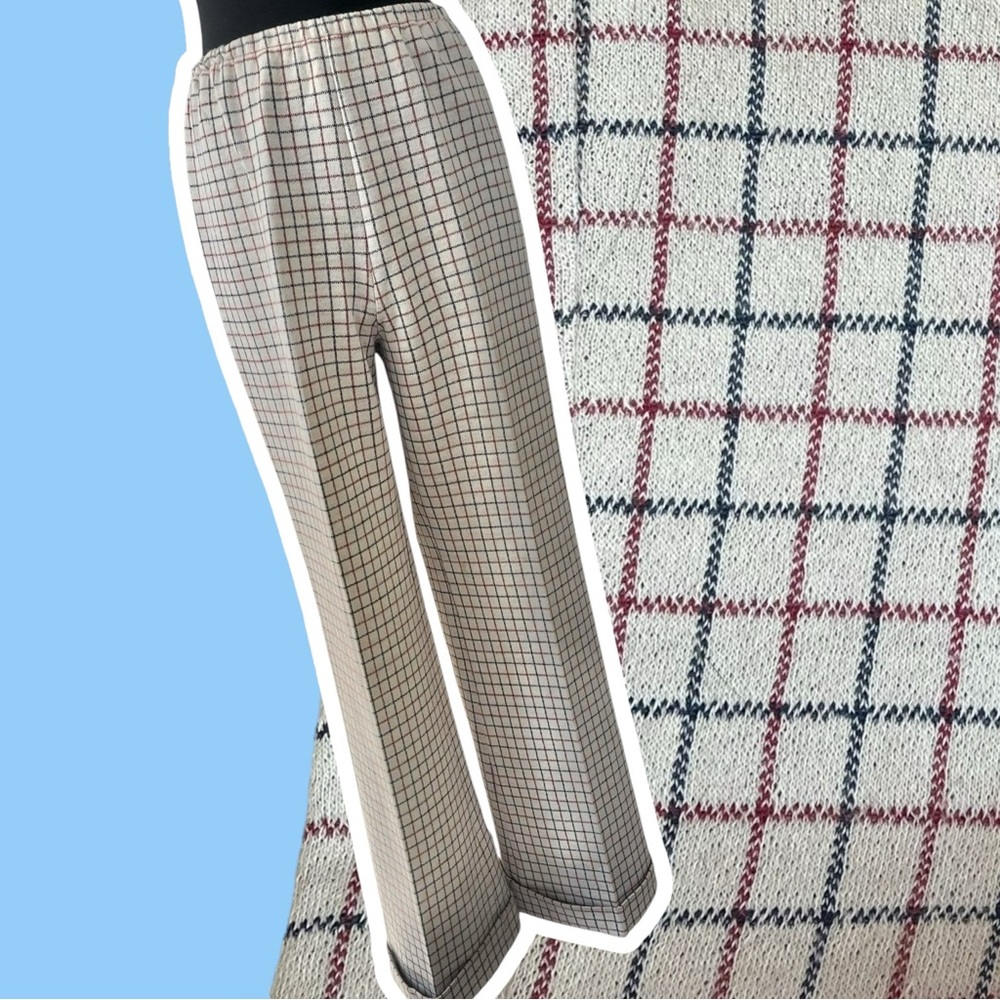 Vintage 70s ILGWU grandma flare plaid grid pants S